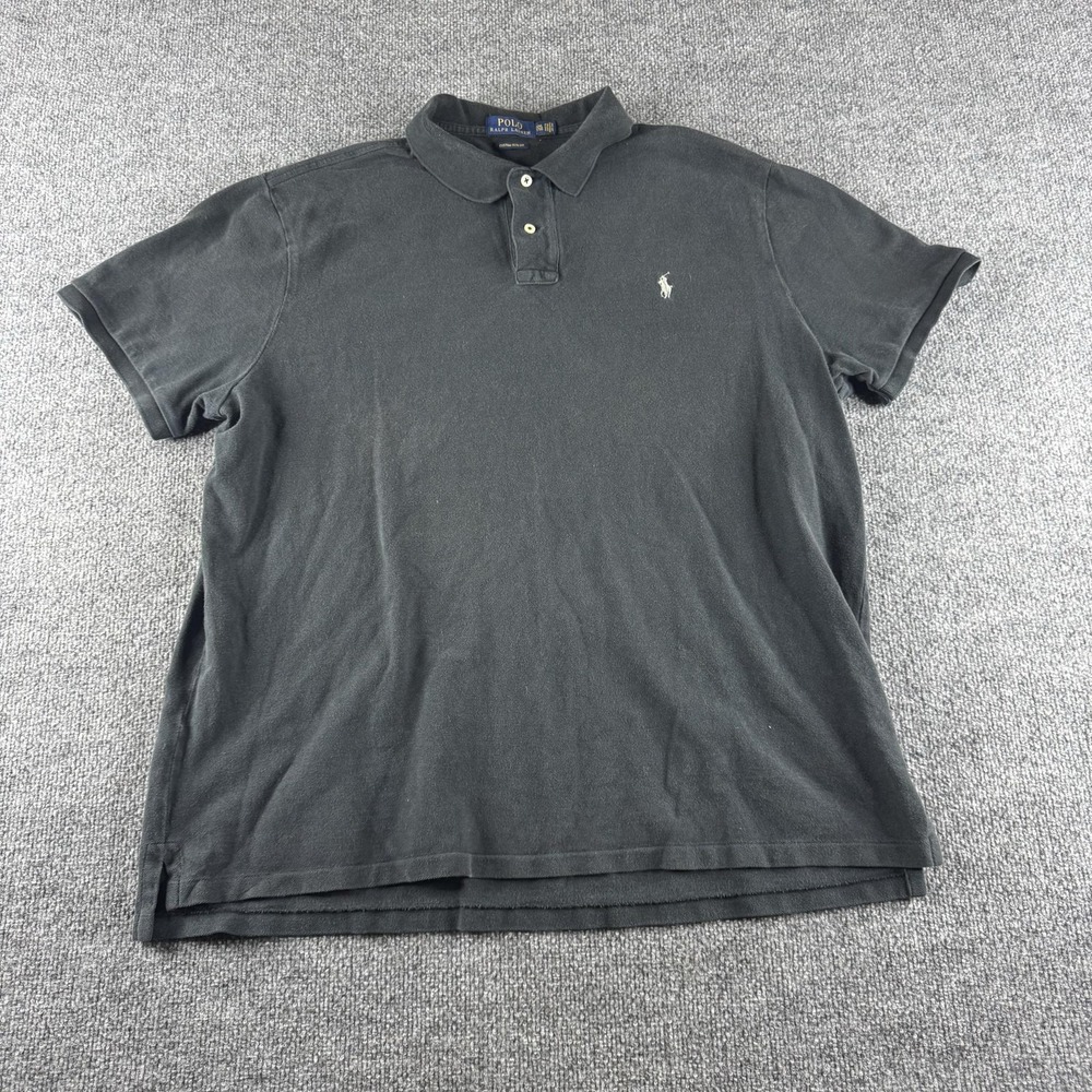 Polo Ralph Lauren Polo Shirt Mens 2XL Black Custom Slim Fit Short Sleeve Cotton